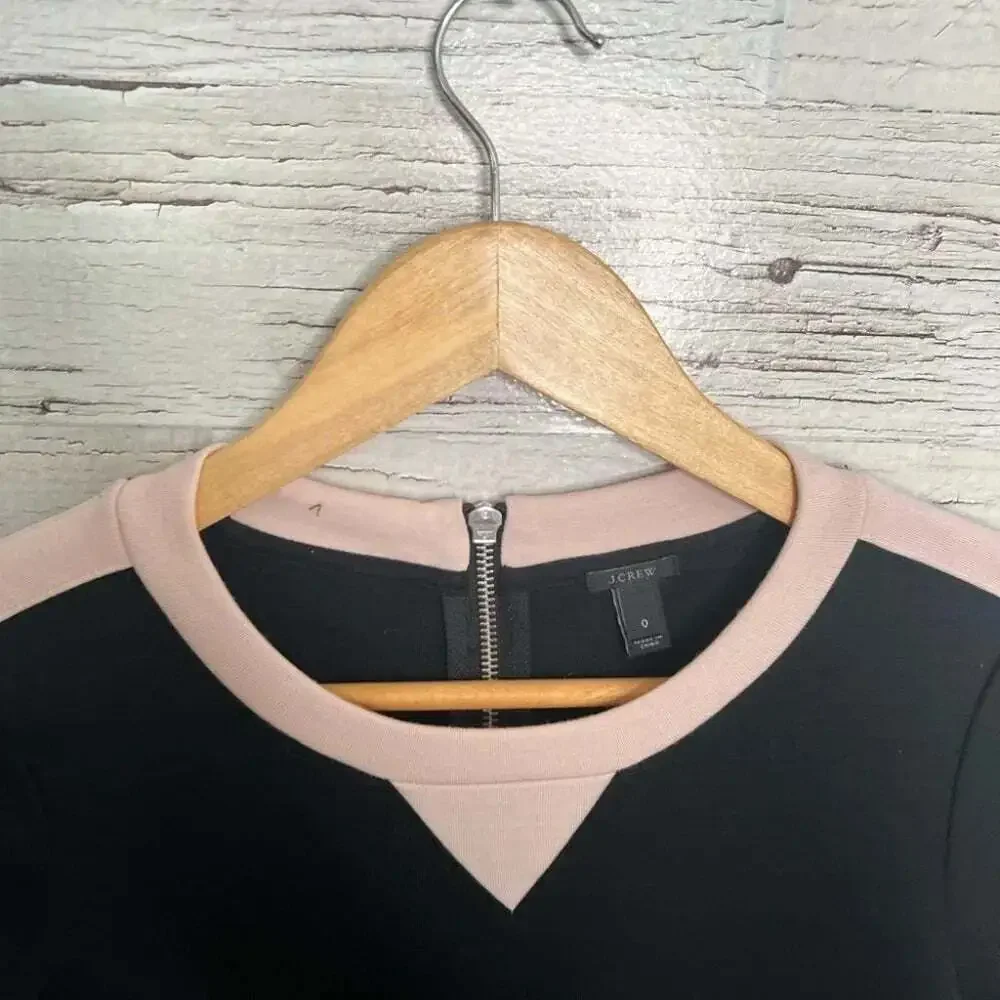 J crew size 0 long sleeve  pink black wool blend dress